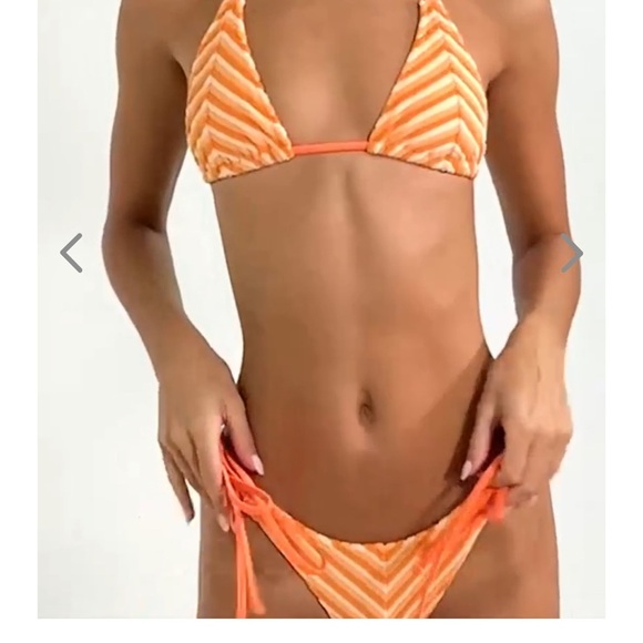 NWT OneOne Swimwear Bikini Set Orange Tangerine Dream Triangle Ariel Terry Cute - Picture 8 of 12